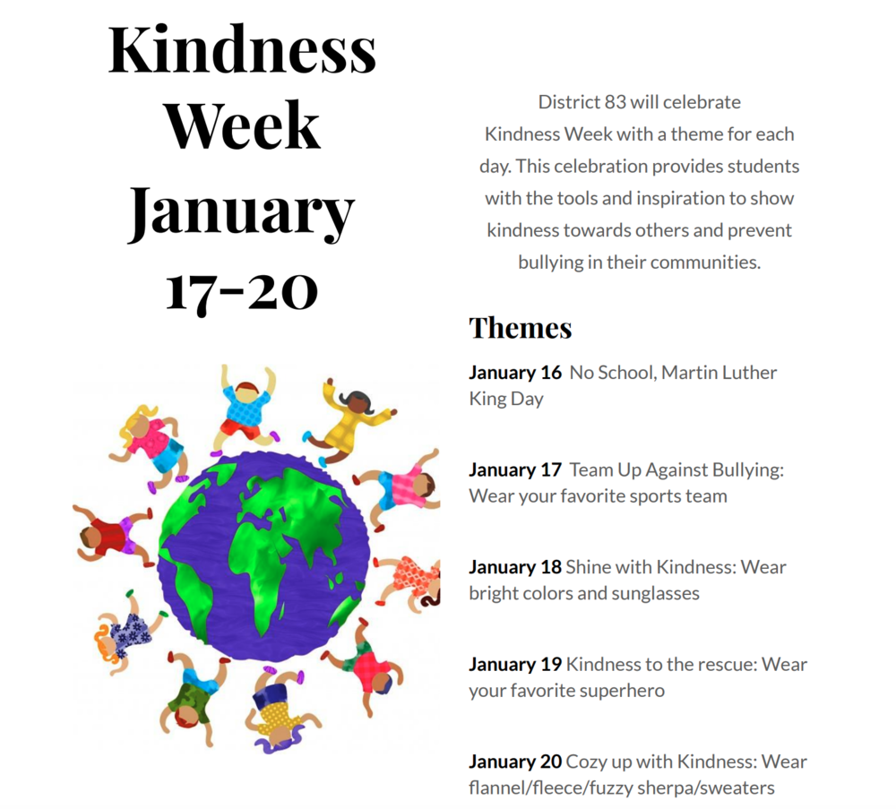 Kindness Week Schedule