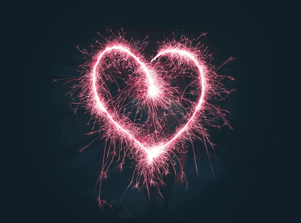 heart made out of sparklers
